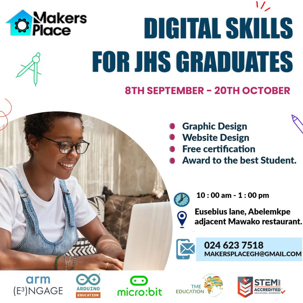 Digital skills for JHS Graduate to learn Website design and Graphic design